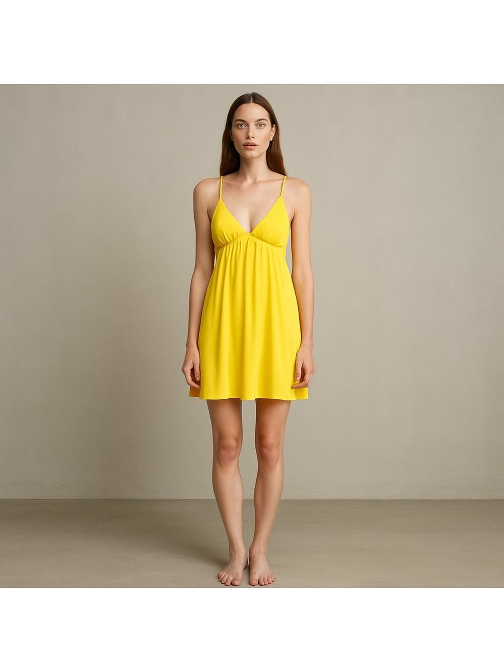 Papaya Halter Neck Fit and Flare Yellow Dress Small